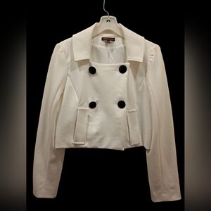 "Adrienne Vittadini" Sz.10 White Pea Coat/Bolero Classic Design.Like new cond...